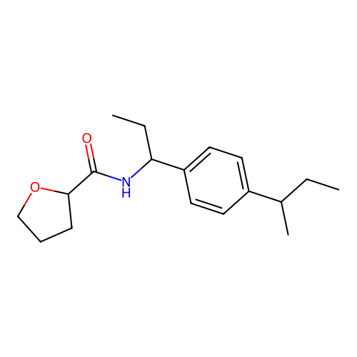 N-[1-(4-butan-2-ylphenyl)propyl]oxolane-2-carboxamide structure
