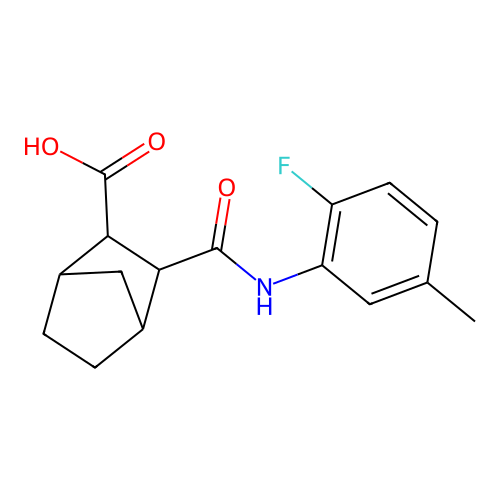 3-((2-Fluoro-5-methylphenyl)carbamoyl)bicyclo[2.2.1]heptane-2-carboxylic acid structure