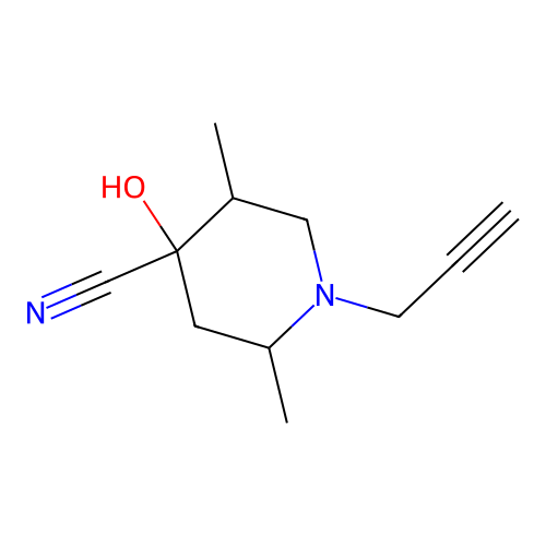 4-Hydroxy-2,5-dimethyl-1-(prop-2-yn-1-yl)piperidine-4-carbonitrile structure