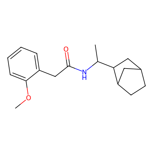 N-[1-(3-bicyclo[2.2.1]heptanyl)ethyl]-2-(2-methoxyphenyl)acetamide structure