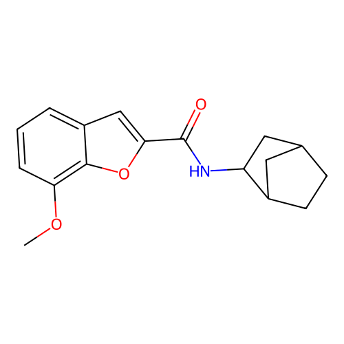 N-bicyclo[2.2.1]hept-2-yl-7-methoxy-1-benzofuran-2-carboxamide structure
