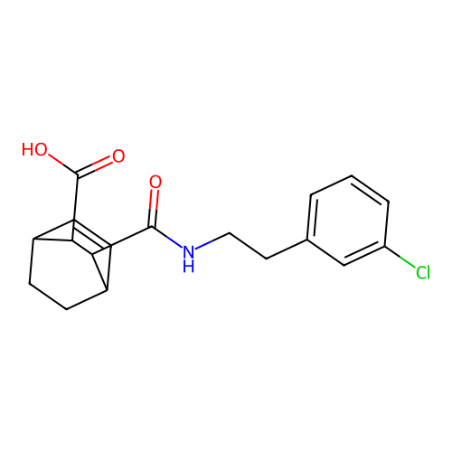 3-{[2-(3-Chlorophenyl)ethyl]carbamoyl}bicyclo[2.2.2]oct-5-ene-2-carboxylic acid structure
