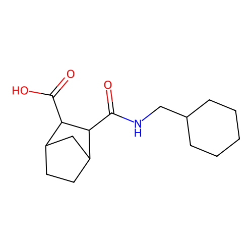 3-[(Cyclohexylmethyl)carbamoyl]bicyclo[2.2.1]heptane-2-carboxylic acid structure