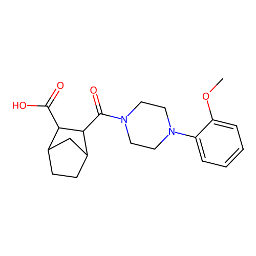 3-{[4-(2-methoxyphenyl)piperazin-1-yl]carbonyl}bicyclo[2.2.1]heptane-2-carboxylic acid structure