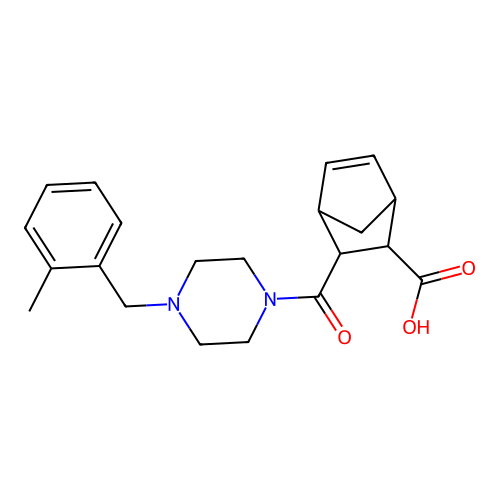 3-{[4-(2-methylbenzyl)piperazin-1-yl]carbonyl}bicyclo[2.2.1]hept-5-ene-2-carboxylic acid structure