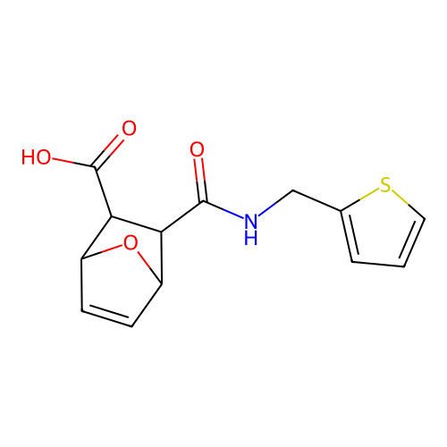 2-(thiophen-2-ylmethylcarbamoyl)-7-oxabicyclo[2.2.1]hept-5-ene-3-carboxylic acid structure
