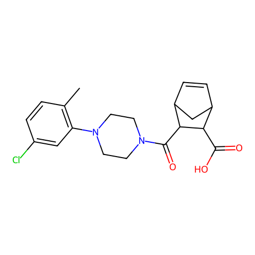 3-{[4-(5-chloro-2-methylphenyl)piperazin-1-yl]carbonyl}bicyclo[2.2.1]hept-5-ene-2-carboxylic acid structure