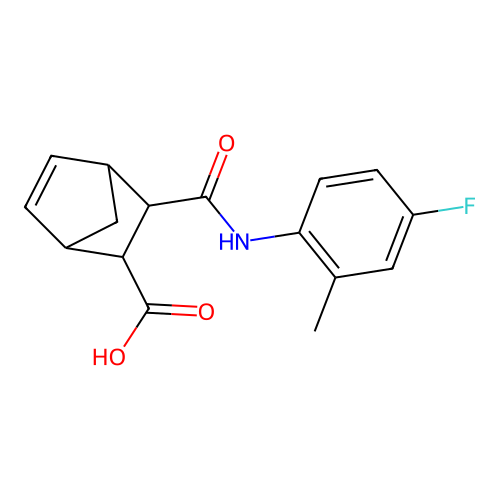 3-((4-Fluoro-2-methylphenyl)carbamoyl)bicyclo[2.2.1]hept-5-ene-2-carboxylic acid structure