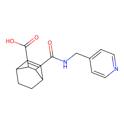 3-((Pyridin-4-ylmethyl)carbamoyl)bicyclo[2.2.2]oct-5-ene-2-carboxylic acid structure