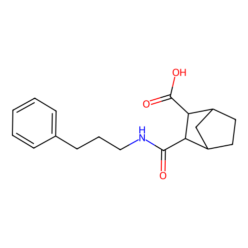 3-[(3-Phenylpropyl)carbamoyl]bicyclo[2.2.1]heptane-2-carboxylic acid structure