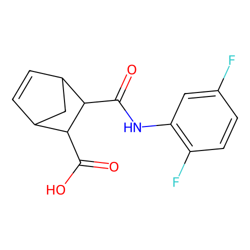 3-((2,5-Difluorophenyl)carbamoyl)bicyclo[2.2.1]hept-5-ene-2-carboxylic acid structure