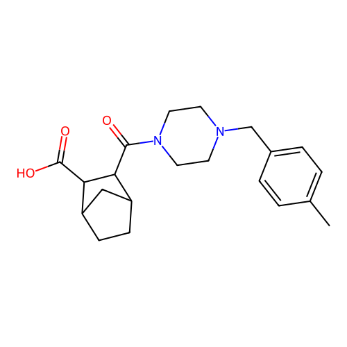 3-{[4-(4-methylbenzyl)piperazin-1-yl]carbonyl}bicyclo[2.2.1]heptane-2-carboxylic acid structure