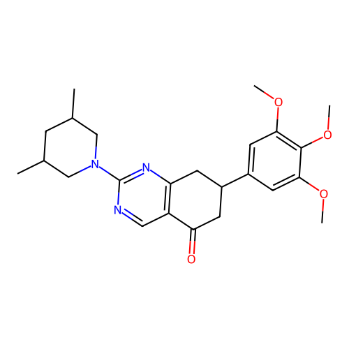 2-(3,5-dimethylpiperidin-1-yl)-7-(3,4,5-trimethoxyphenyl)-7,8-dihydroquinazolin-5(6H)-one structure