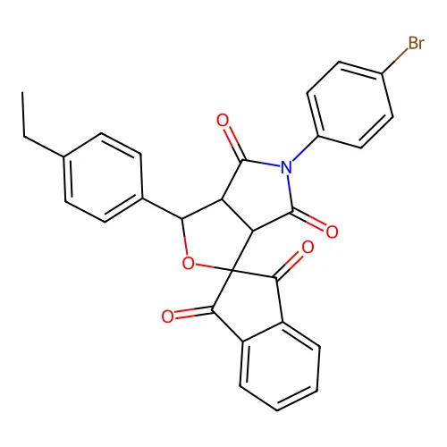 5-(4-溴苯基)-1-(4-乙基苯基)螺[3a,6a-二氢-1H-呋喃并[3,4-c]吡咯-3,2''-茚]-1'',3'',4,6-四酮 structure