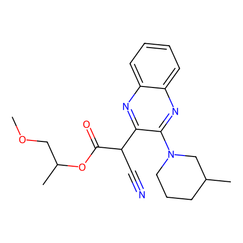 1-Methoxypropan-2-yl cyano[3-(3-methylpiperidin-1-yl)quinoxalin-2-yl]acetate structure