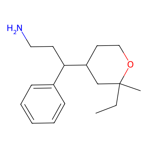 3-(2-ethyl-2-methyltetrahydro-2H-pyran-4-yl)-3-phenylpropan-1-amine structure