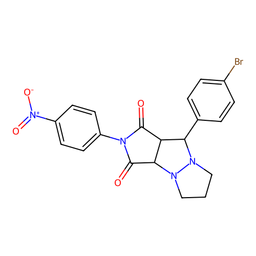 9-(4-bromophenyl)-2-(4-nitrophenyl)hexahydro-1H-pyrazolo[1,2-a]pyrrolo[3,4-c]pyrazole-1,3(2H)-dione structure