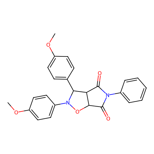 2,3-bis(4-methoxyphenyl)-5-phenyl-3a,6a-dihydro-3H-pyrrolo[3,4-d][1,2]oxazole-4,6-dione structure