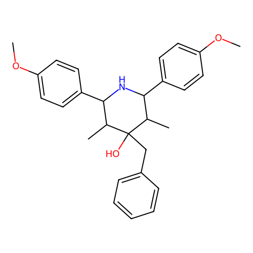4-Benzyl-2,6-bis(4-methoxyphenyl)-3,5-dimethylpiperidin-4-ol structure