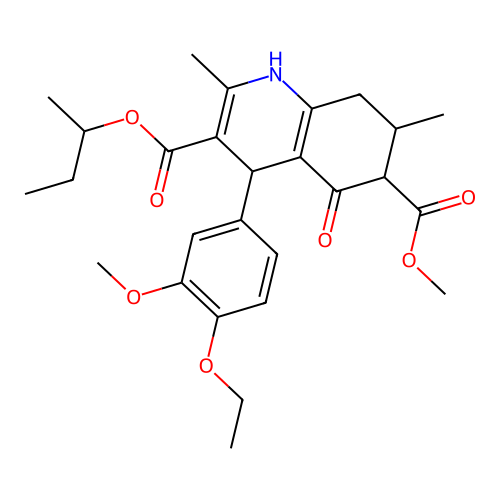 3-butan-2-yl 6-methyl 4-(4-ethoxy-3-methoxyphenyl)-2,7-dimethyl-5-oxo-1,4,5,6,7,8-hexahydroquinoline-3,6-dicarboxylate structure