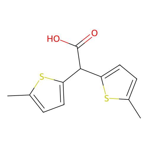 2,2-Bis(5-methylthiophen-2-yl)acetic acid structure