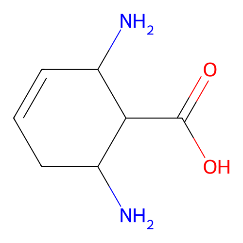 2,6-Diamino-3-cyclohexene-1-carboxylic acid structure