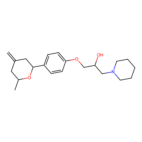 1-(4-(6-methyl-4-methylenetetrahydro-2H-pyran-2-yl)phenoxy)-3-(piperidin-1-yl)propan-2-ol structure