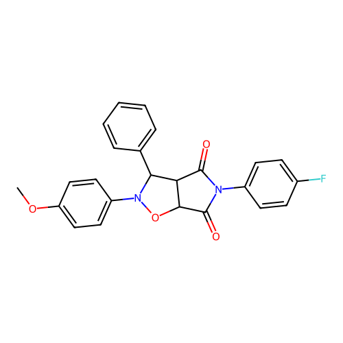 5-(4-fluorophenyl)-2-(4-methoxyphenyl)-3-phenyldihydro-2H-pyrrolo[3,4-d][1,2]oxazole-4,6(3H,5H)-dione structure