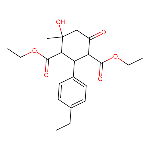 Diethyl 2-(4-ethylphenyl)-4-hydroxy-4-methyl-6-oxocyclohexane-1,3-dicarboxylate structure