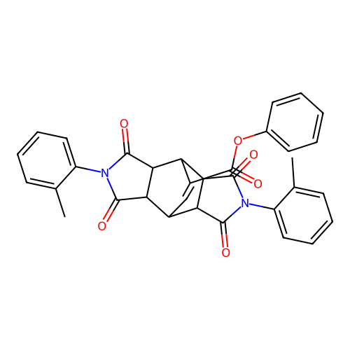 (3aR,4R,8S,8aS)-phenyl 1,3,5,7-tetraoxo-2,6-di-o-tolyl-1,2,3,3a,4,4a,5,6,7,7a,8,8a-dodecahydro-4,8-ethenopyrrolo[3,4-f]isoindole-9-carboxylate structure