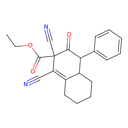 ethyl 1,2-dicyano-3-oxo-4-phenyl-2,3,4,4a,5,6,7,8-octahydronaphthalene-2-carboxylate structure