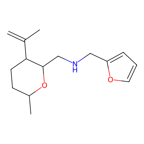 N-(2-furylmethyl)-1-(6-methyl-3-prop-1-en-2-yl-oxan-2-yl)methanamine structure