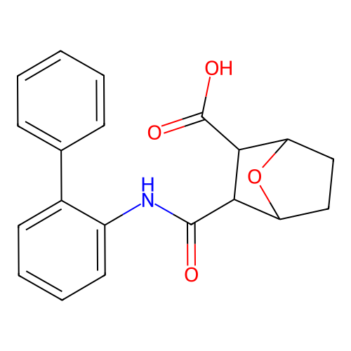 3-(Biphenyl-2-ylcarbamoyl)-7-oxabicyclo[2.2.1]heptane-2-carboxylic acid structure