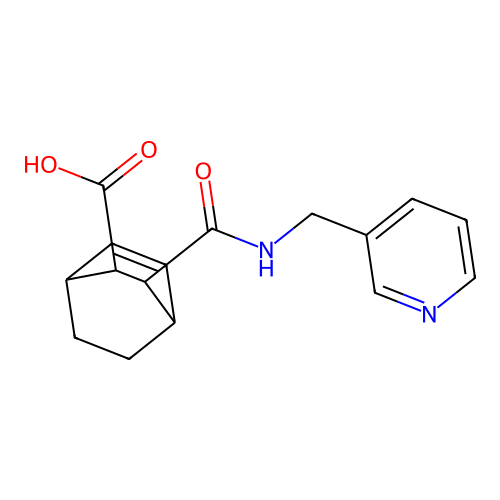 3-((Pyridin-3-ylmethyl)carbamoyl)bicyclo[2.2.2]oct-5-ene-2-carboxylic acid structure