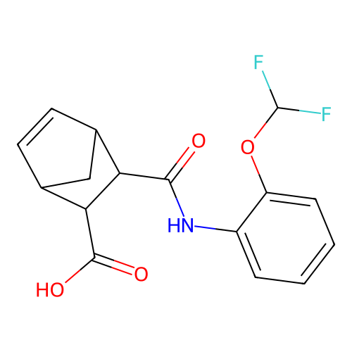 3-{[2-(difluoromethoxy)phenyl]carbamoyl}bicyclo[2.2.1]hept-5-ene-2-carboxylic acid structure