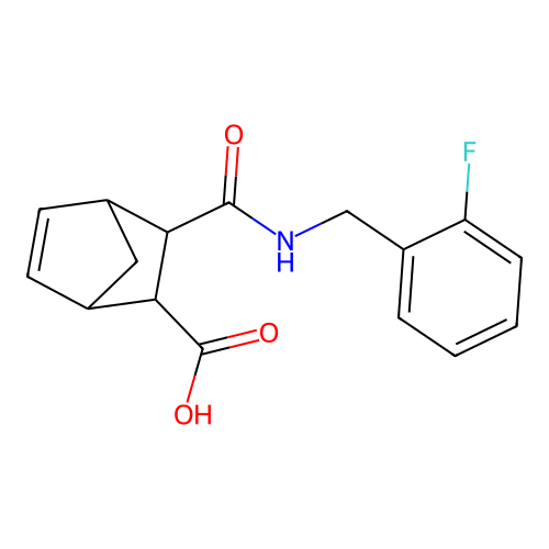 3-{[(2-Fluorobenzyl)amino]carbonyl}bicyclo[2.2.1]hept-5-ene-2-carboxylic acid structure