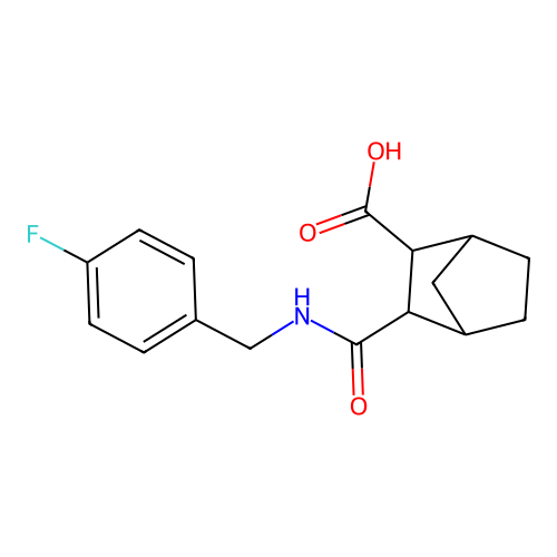 3-((4-Fluorobenzyl)carbamoyl)bicyclo[2.2.1]heptane-2-carboxylic acid structure