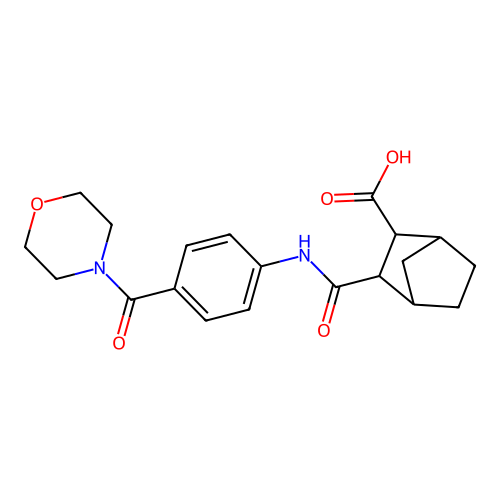2-[[4-(morpholine-4-carbonyl)phenyl]carbamoyl]bicyclo[2.2.1]heptane-3-carboxylic acid structure