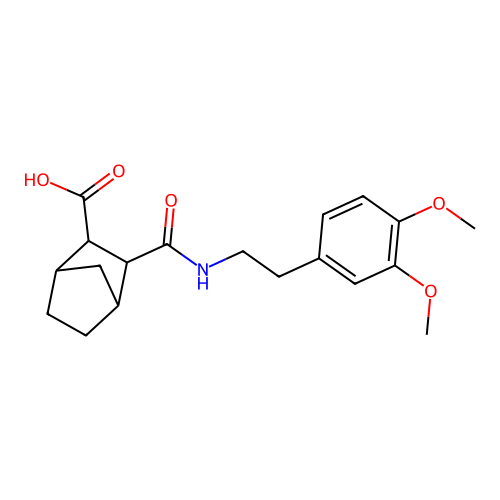 3-{[2-(3,4-dimethoxyphenyl)ethyl]carbamoyl}bicyclo[2.2.1]heptane-2-carboxylic acid structure