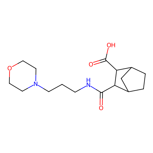 3-[N-(3-morpholin-4-ylpropyl)carbamoyl]bicyclo[2.2.1]heptane-2-carboxylic acid structure
