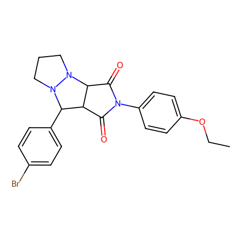 9-(4-bromophenyl)-2-(4-ethoxyphenyl)hexahydro-1H-pyrazolo[1,2-a]pyrrolo[3,4-c]pyrazole-1,3(2H)-dione structure
