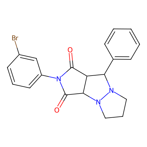 2-(3-bromophenyl)-9-phenylhexahydro-1H-pyrazolo[1,2-a]pyrrolo[3,4-c]pyrazole-1,3(2H)-dione structure