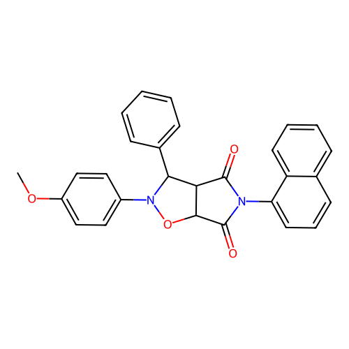 2-(4-methoxyphenyl)-5-(naphthalen-1-yl)-3-phenyldihydro-2H-pyrrolo[3,4-d][1,2]oxazole-4,6(3H,5H)-dione structure