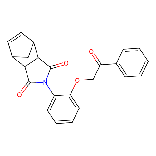 2-[2-(2-oxo-2-phenylethoxy)phenyl]-3a,4,7,7a-tetrahydro-1H-4,7-methanoisoindole-1,3(2H)-dione structure
