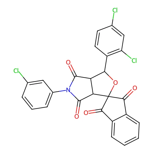5-(3-氯苯基)-1-(2,4-二氯苯基)螺[3a,6a-二氢-1H-呋喃并[3,4-c]吡咯-3,2''-茚]-1'',3'',4,6-四酮 structure