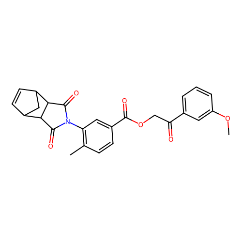 2-(3-methoxyphenyl)-2-oxoethyl 3-(1,3-dioxo-1,3,3a,4,7,7a-hexahydro-2H-4,7-methanoisoindol-2-yl)-4-methylbenzoate structure