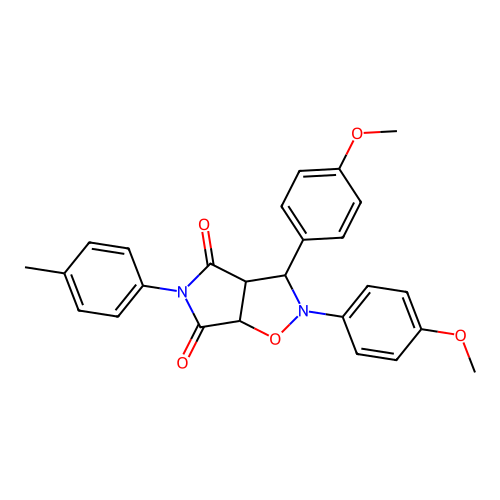 2,3-bis(4-methoxyphenyl)-5-(p-tolyl)dihydro-2H-pyrrolo[3,4-d]isoxazole-4,6(5H,6aH)-dione structure