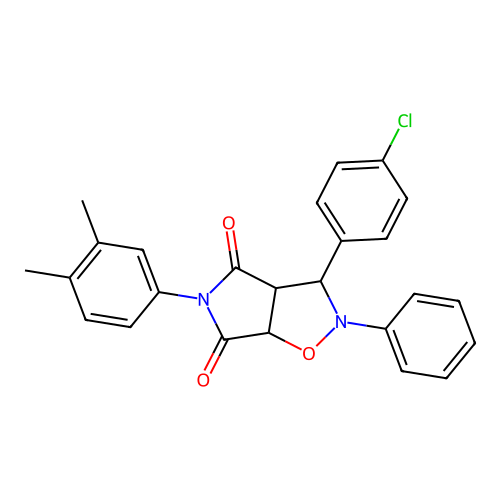 3-(4-chlorophenyl)-5-(3,4-dimethylphenyl)-2-phenyl-3a,6a-dihydro-3H-pyrrolo[3,4-d][1,2]oxazole-4,6-dione structure