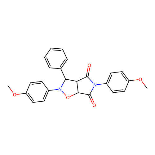2,5-bis(4-methoxyphenyl)-3-phenyl-3a,6a-dihydro-3H-pyrrolo[3,4-d][1,2]oxazole-4,6-dione structure