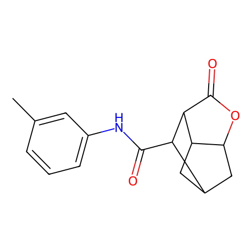 2-oxo-N-(m-tolyl)hexahydro-2H-3,5-methanocyclopenta[b]furan-7-carboxamide structure